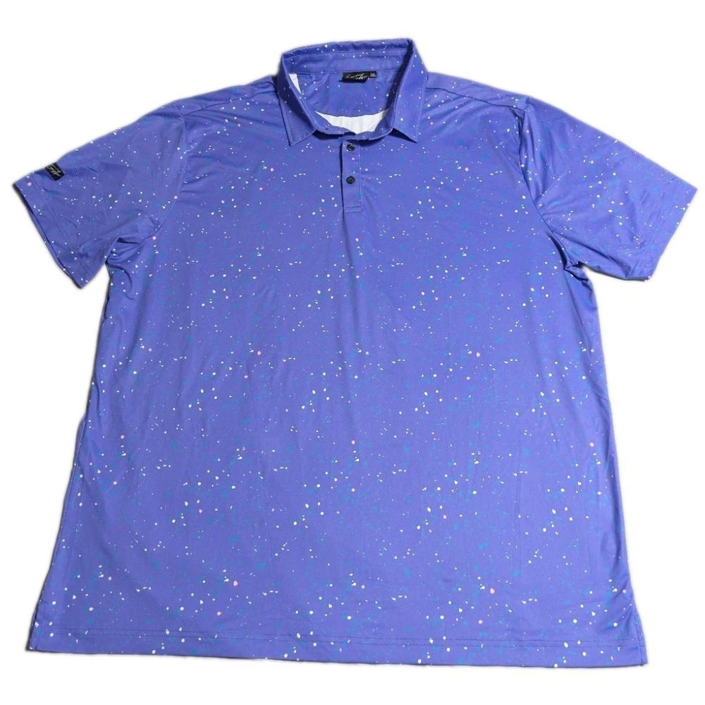 Sunday Swagger Golf Polo Mens 2XL Purple Paint Splatter Performance Stretch